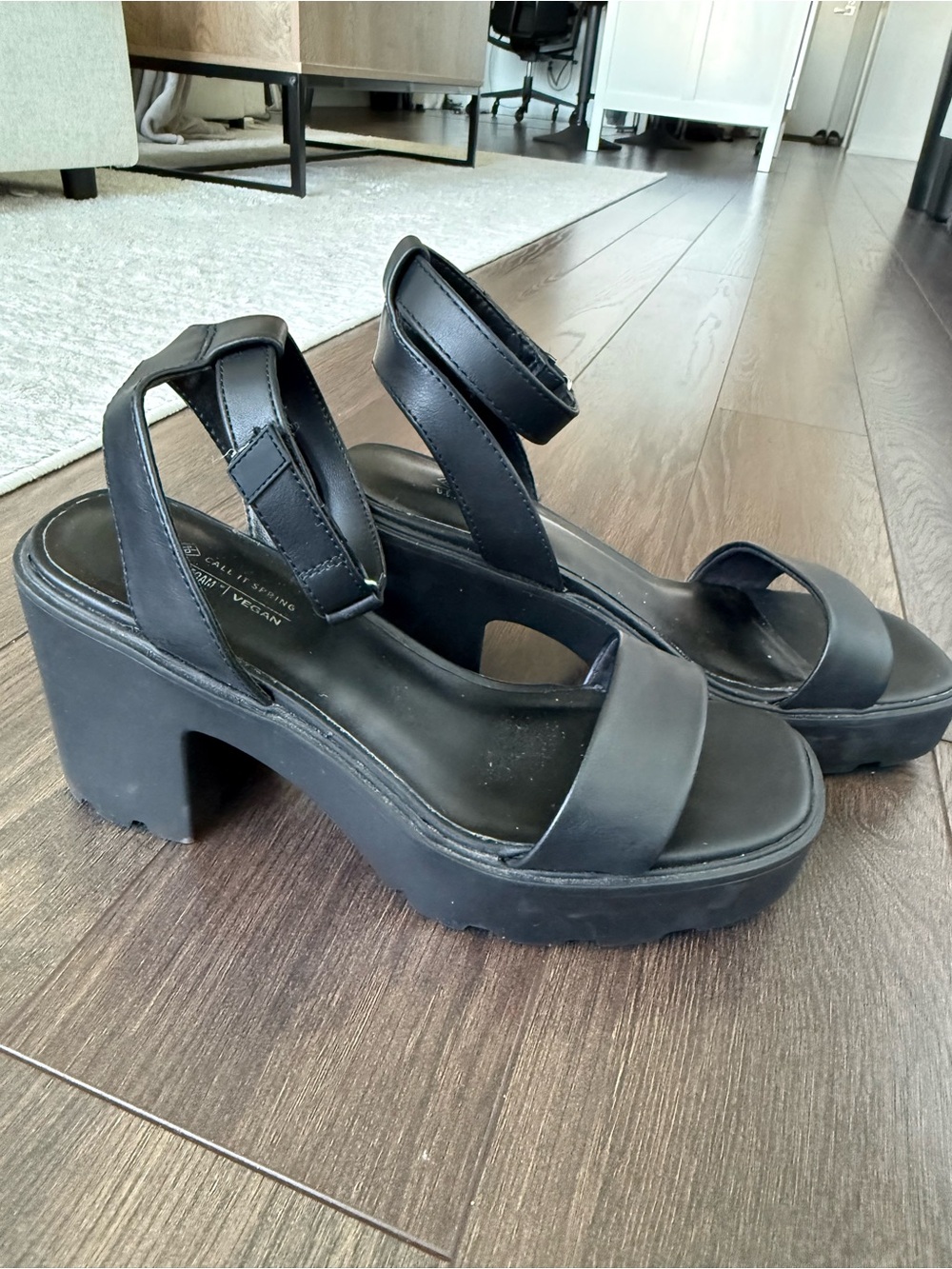 Black Platform Heel Ankle-Strap Sandal - Picture 3 of 4